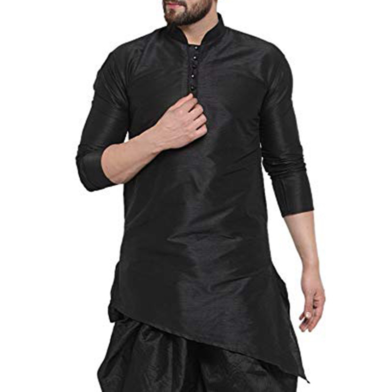 Men’s Kurta Tunic Short Shirt Full Sleeve Mandarin Collar Traditional Party Wear