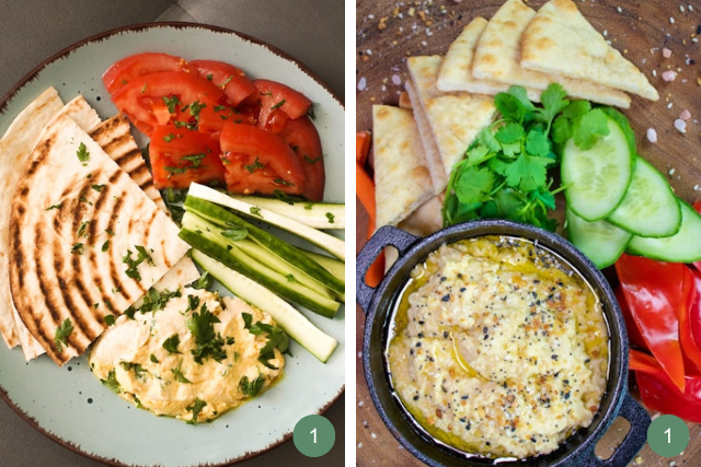 Pita with Mediterranean dishes