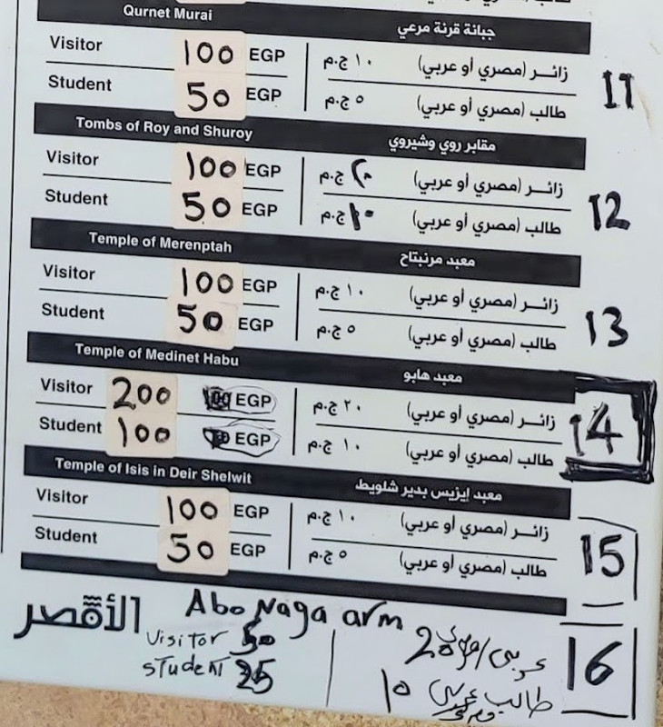 Precios West Bank Lúxor - Enero 2024 - Precios Entradas a Monumentos y Museos de Egipto - Foro Egipto