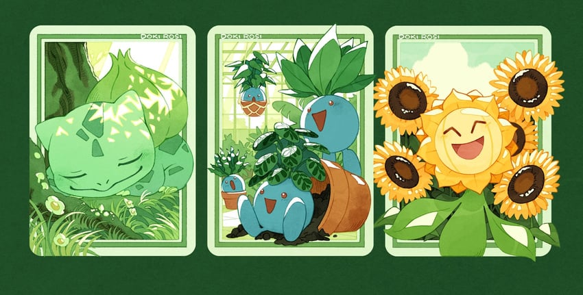 bulbasaur-oddish-and-sunflora-pokemon-dr
