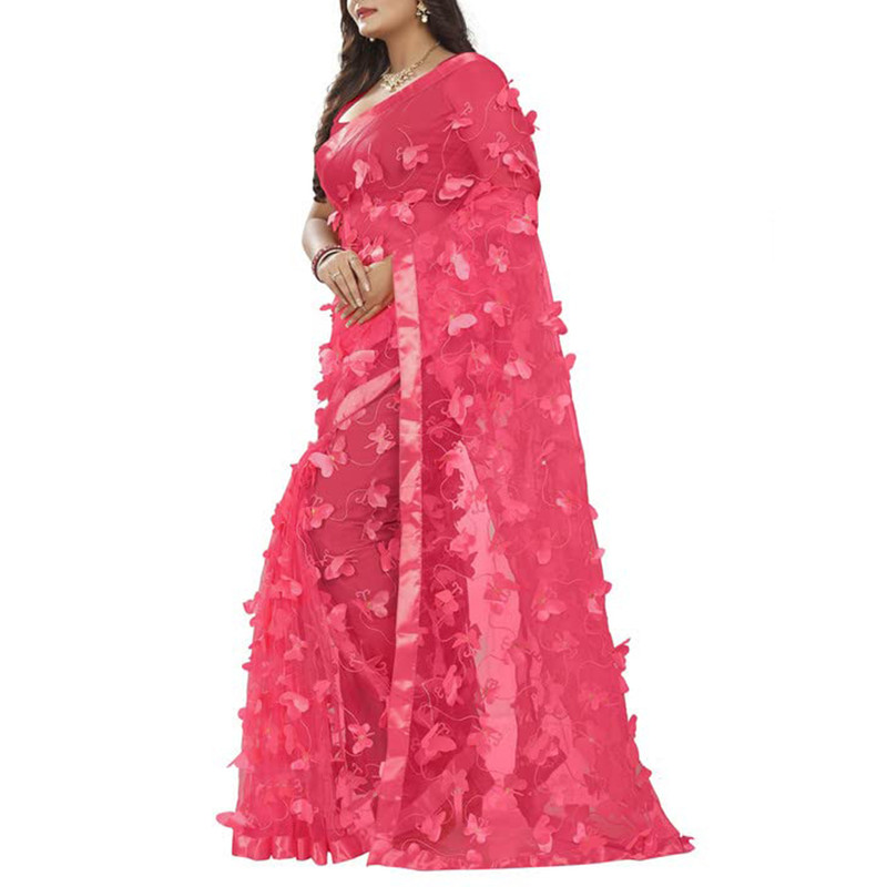 Sarí de mariposa para mujer con pieza de blusa elegante diseñador sari para ropa étnica - Imagen 37 de 48