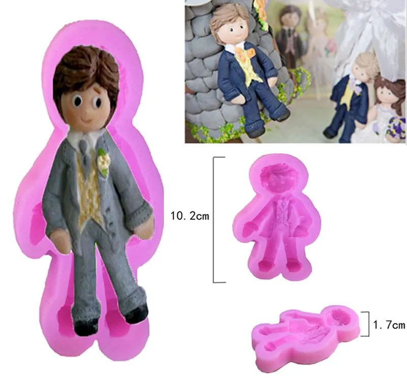 Molde silicona hombre joven novio bodas para fondant pastel fimo pasta