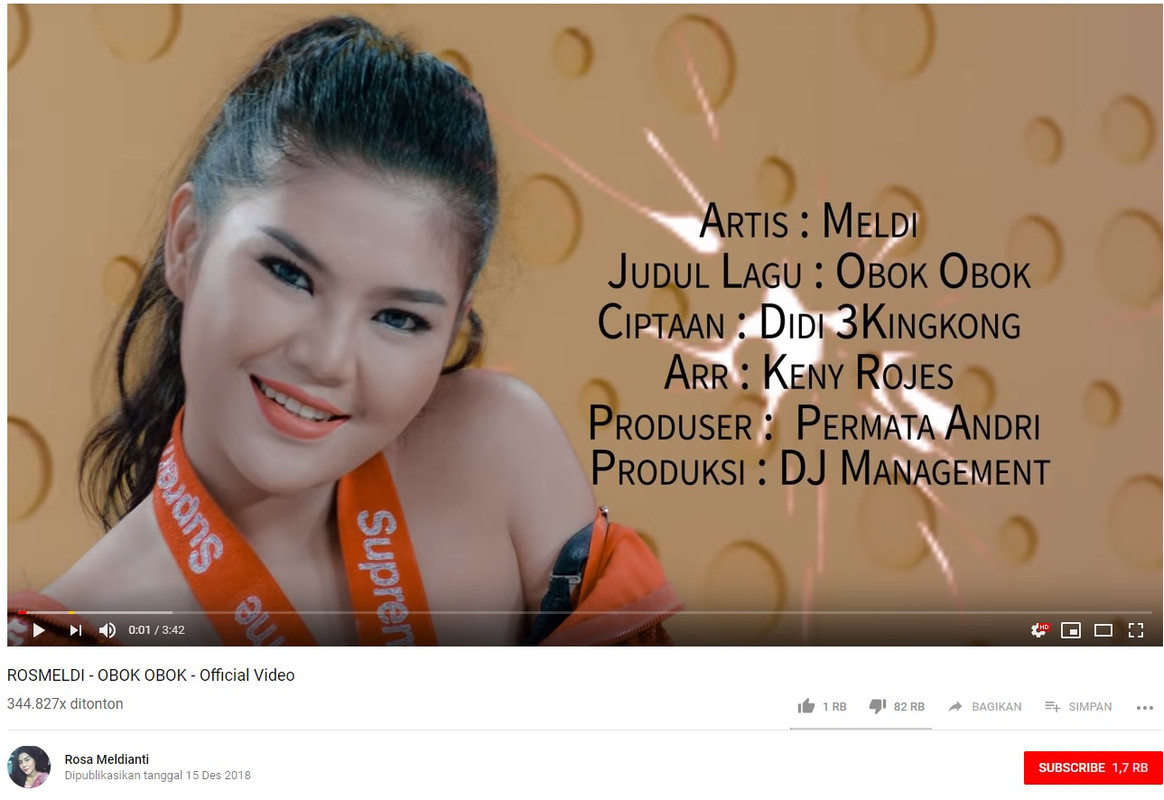 Video klip lagu di Obok Obok yang di dislike 82 ribu orang