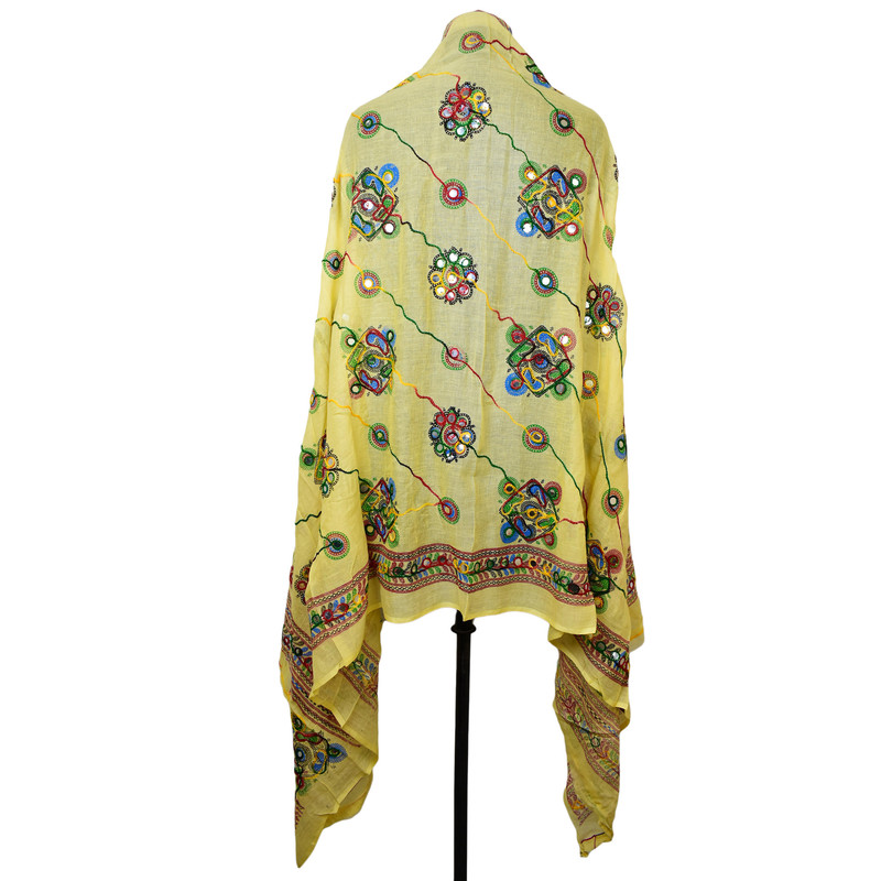 Women's Cotton Dupatta Wrap Stole Mirror Work Embroidery Ethinic Scarves Chunni - Picture 50 of 103