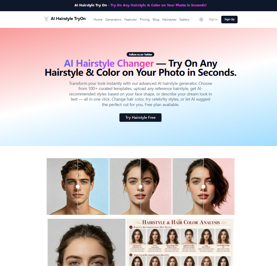 AI Hairstyle TryOn Homepage