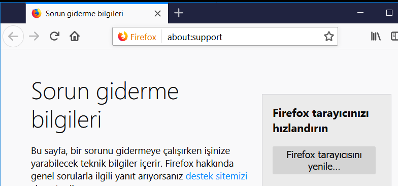 Firefox sıfırlama