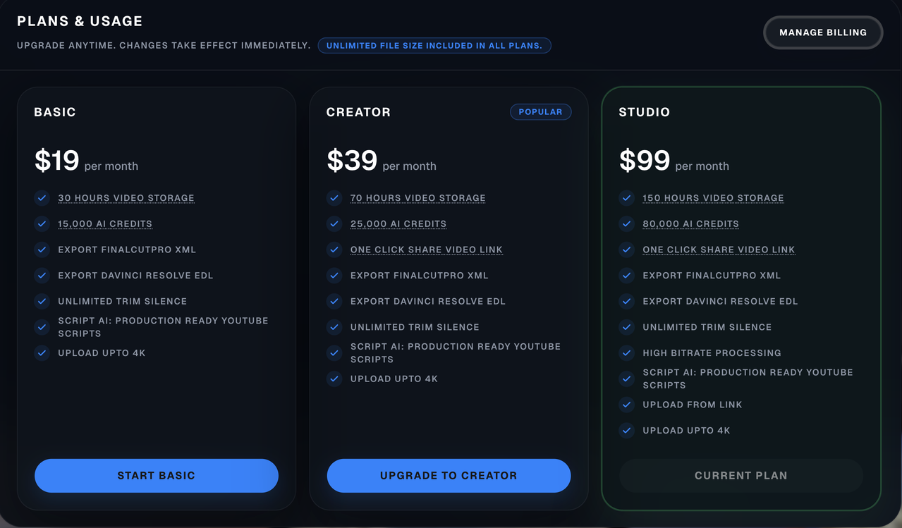 Cutsio pricing