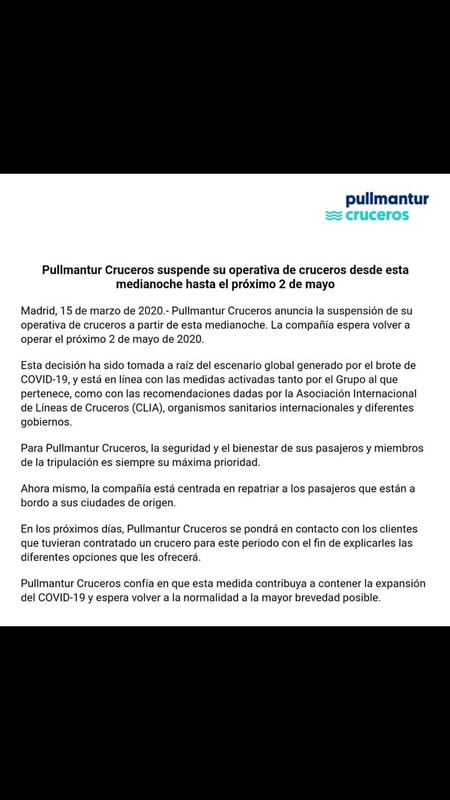 Coronavirus y Cruceros: restricciones y cancelaciones - Foro Cruceros