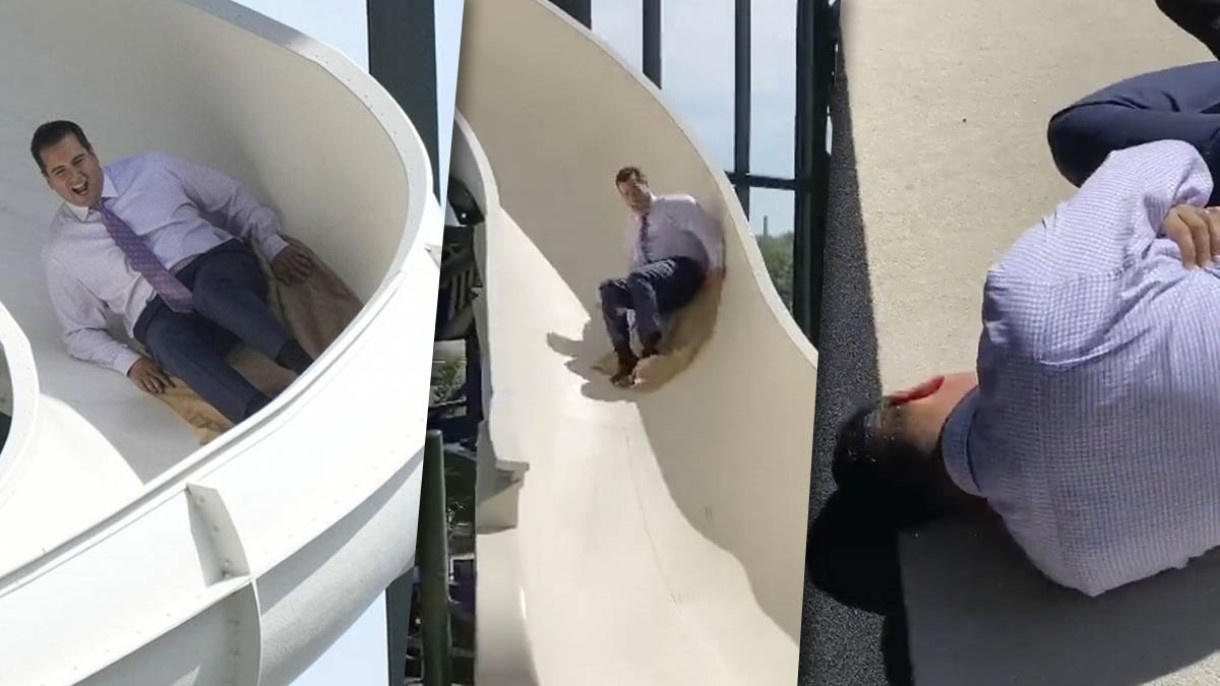 Conductor de los Dodgers se avienta de un tobogán, sufre siete fracturas