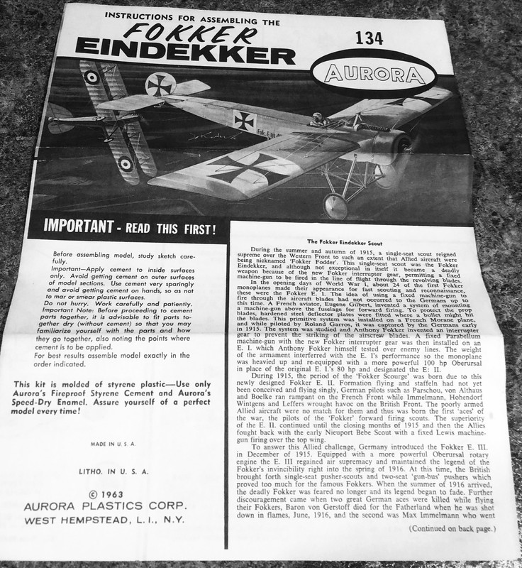 Fokker Eindekker Instructions 1