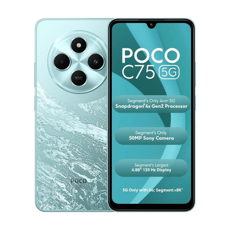 POCO C75 5G, (Aqua Bliss, 4GB RAM, 64GB Storage) Refurbished