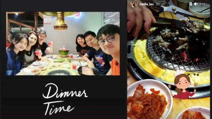 Eelicia terlihat merayakannya dengan makan malam bersama keluarga Jumat (2/4/2021).
