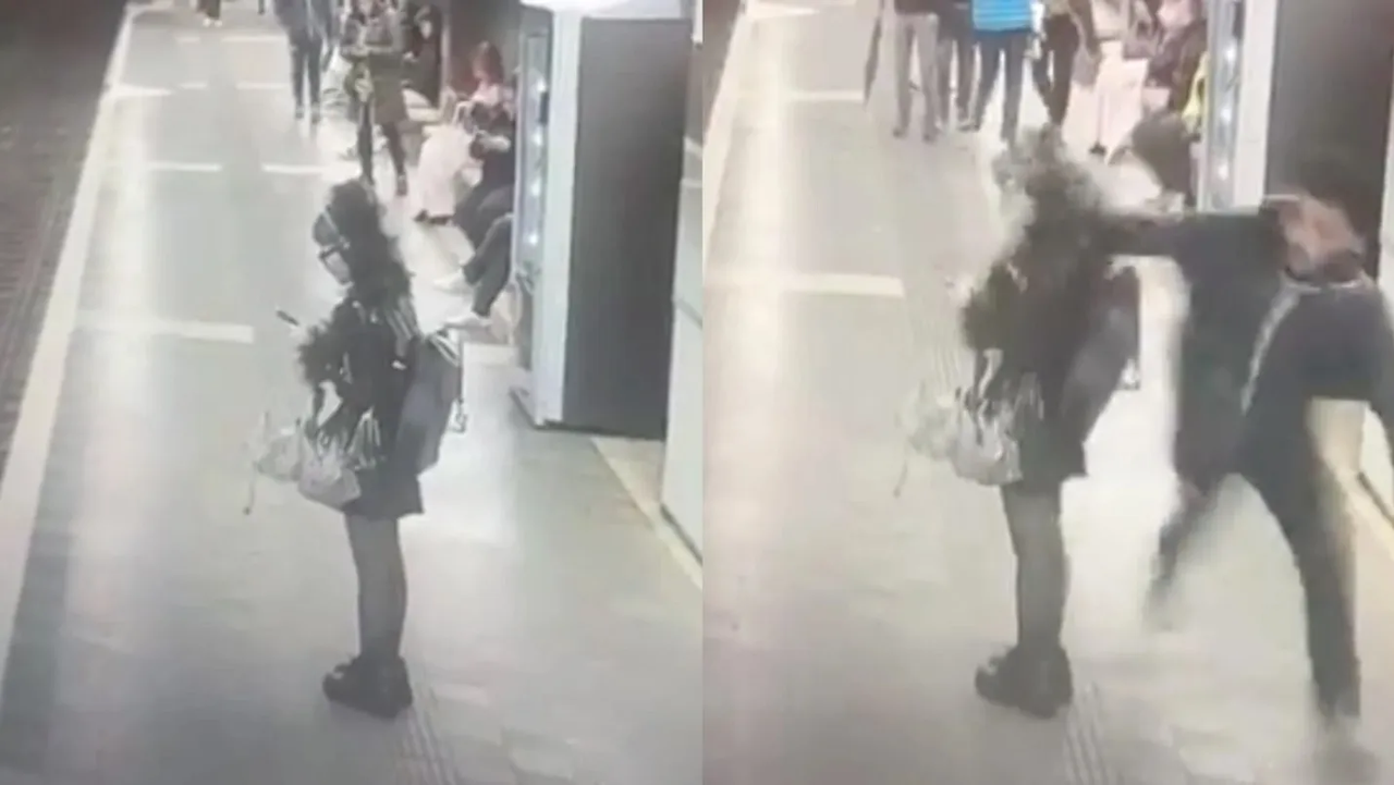 Captan a hombre golpeando brutalmente a mujeres en Barcelona: video