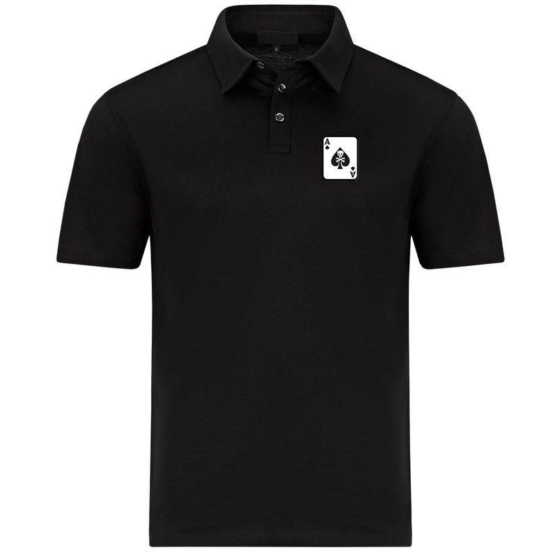 CHOMBA PIQUE BORDADA CARTA AS PICA NEGRO C CALAVERA