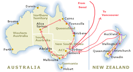 oz nz fly drive map