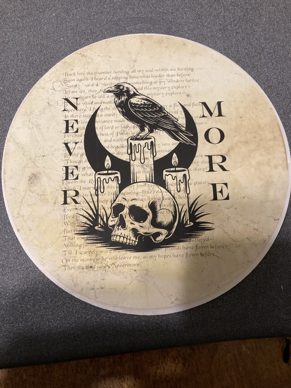 handcrafted raven Poe plaque