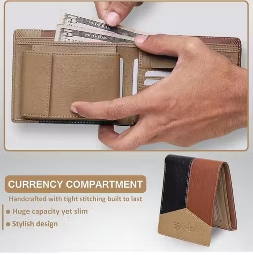 Men Casual, Ethnic, Evening/Party, Travel, Formal, Trendy Beige Artificial Leather Wallet - Regular Size (13 Card Slots).(W107)