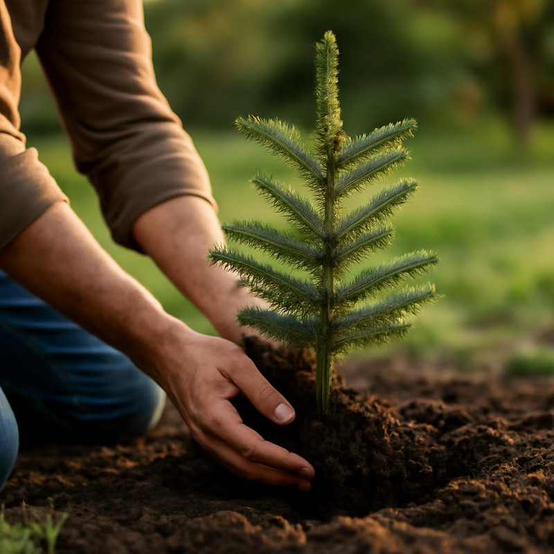 Процесс посадки саженца пихты Фразера в саду