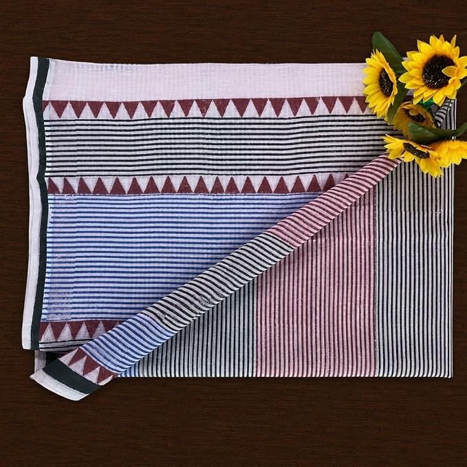 Women's Ready to Wear Chanderi Silk Saree with Ethnic Hand Block Print