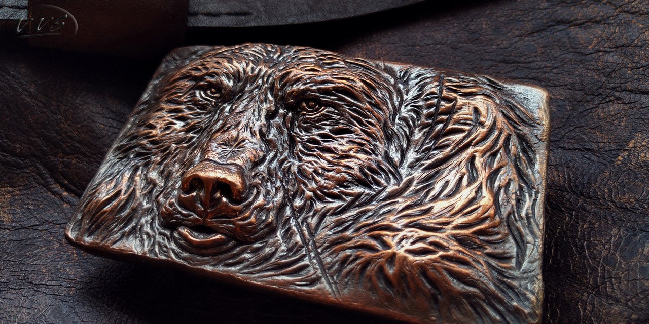 пряжка медведь литая бронза3