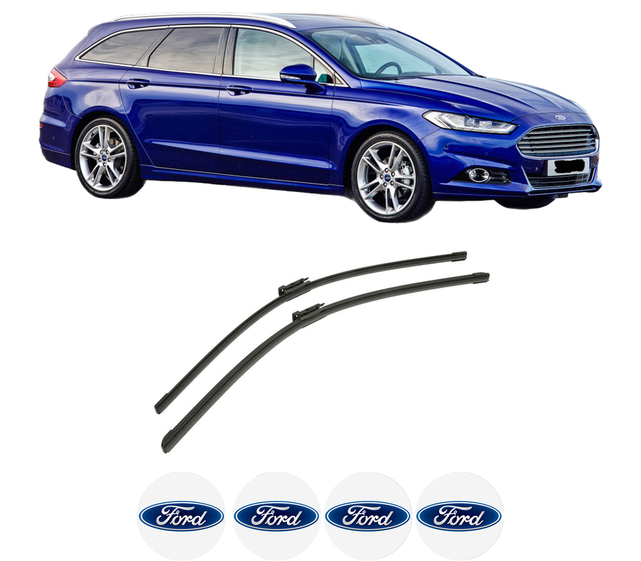Set stergatoare auto FORD MONDEO V Turnier (CF) din 2014-2019, pentru parbriz auto, 2 bucati, Bosch Aerotwin, din cauciuc siliconat rezistent, 4 Stickere Auto FORD