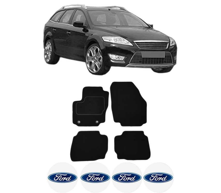 Set Covorase Presuri FORD MONDEO IV (BA7) din 2007-2015, Auto, Material Textil Mocheta, 4 Stickere auto cu FORD