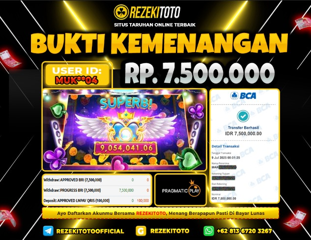 BUKTI KEMENANGAN 09 JULI 2025  STARLIGHT PRINCESS 1000 7 JUTA 