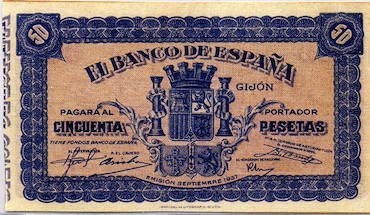 billete de Gijon de 50 pesetas de 1936 50-Ptas