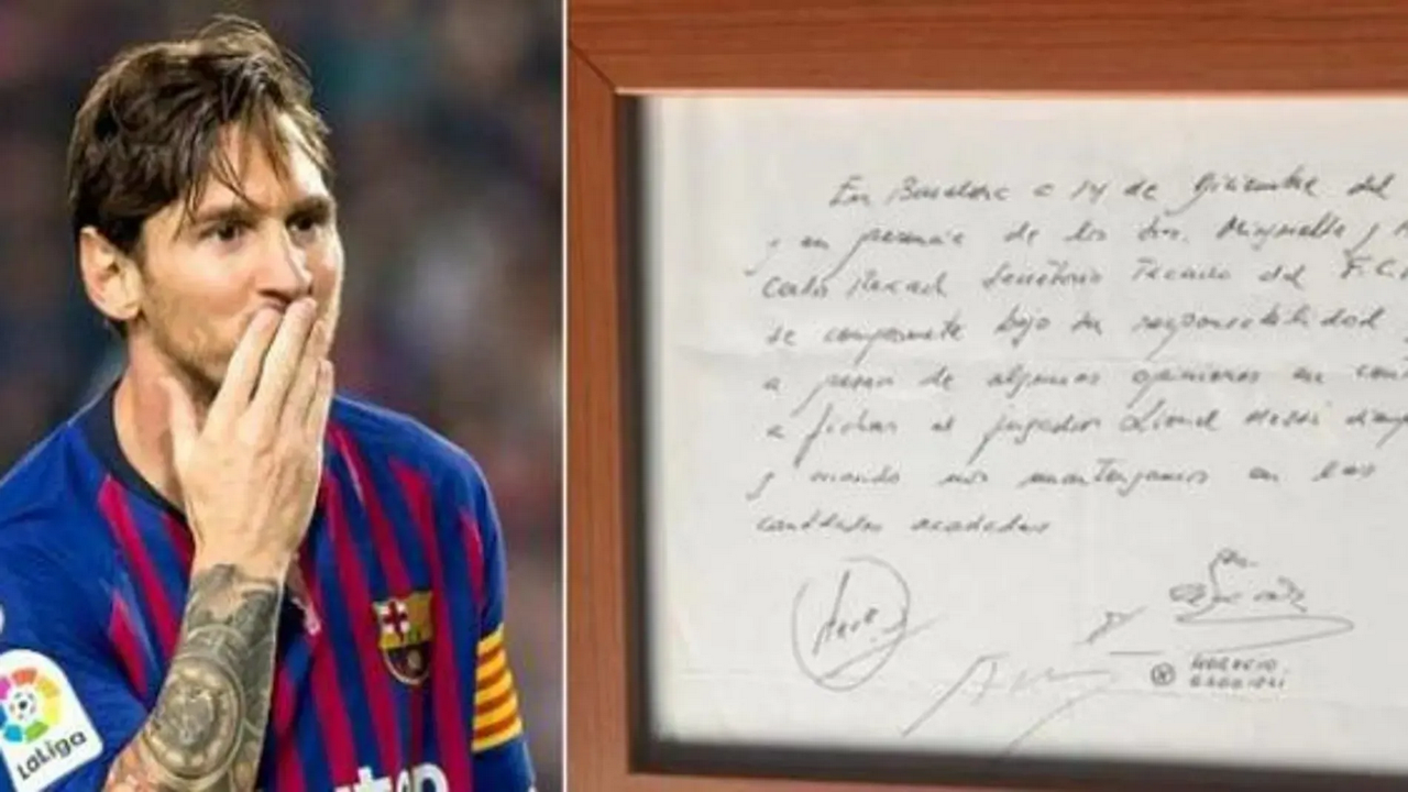 Subastan la servilleta donde Messi firmó su primer 'contrato' con Barcelona