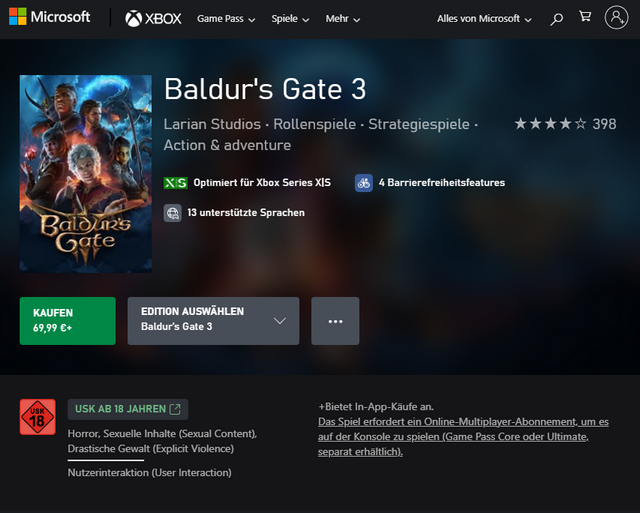 Baldur's Gate 3 Einstufung