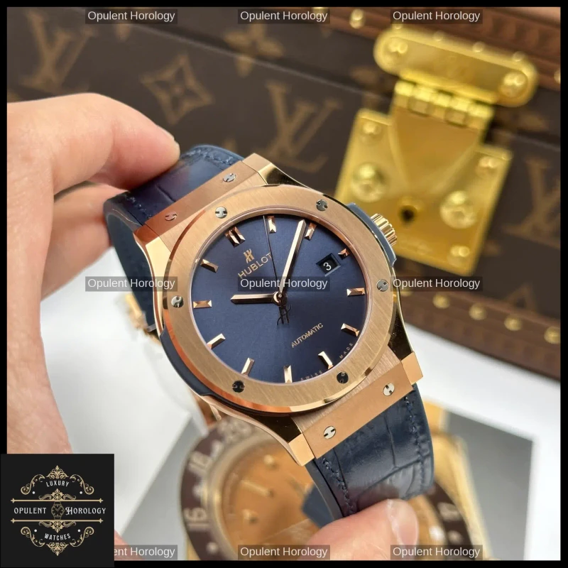 Hublot Classic Fusion King Gold Plated 42mm Blue Dial Swiss Automatic Movement
