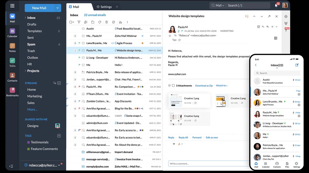 Zoho Mail: Best for Small Teams and Startups 