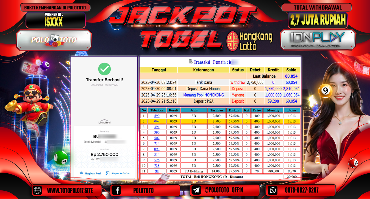 POLOTOTO JACKPOT TOGEL HONGKONG LOTTO Rp.2.750.000,-
