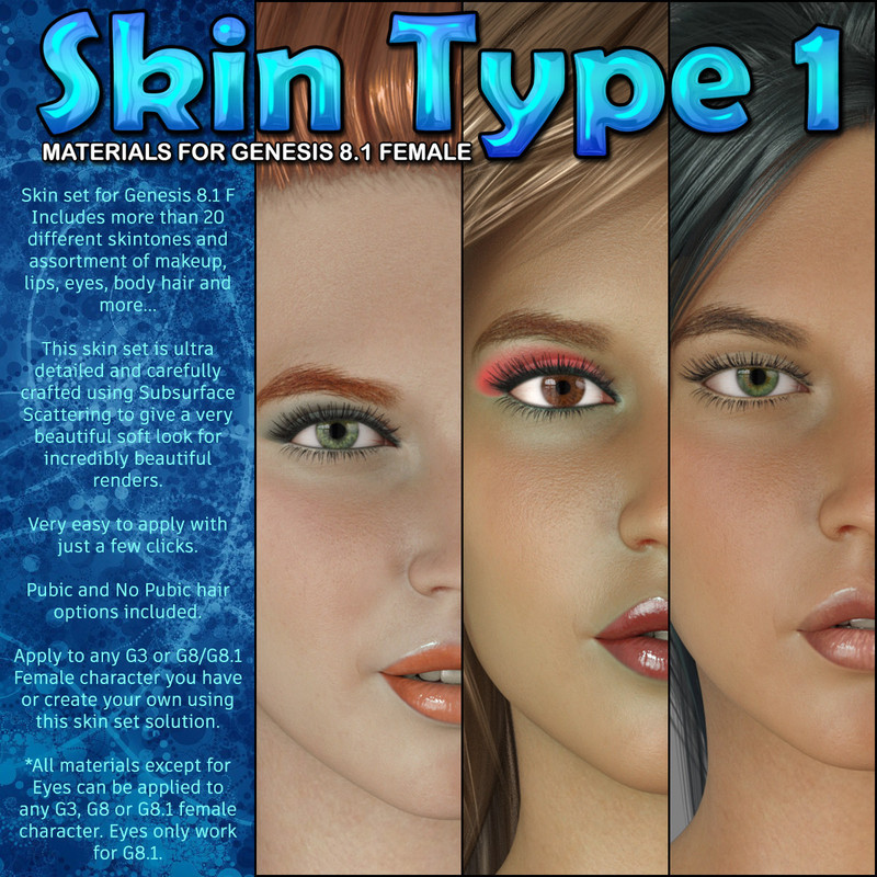 Exnem Skin Type 1 for Genesis 8.1 Female Exnem Skin Type 1 for Genesis 8.1 Female