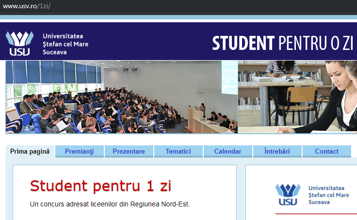 Concursul „Student pentru o zi” organizat de USV, în Calendarul activităților educative extrașcolare regionale și județene al MEN