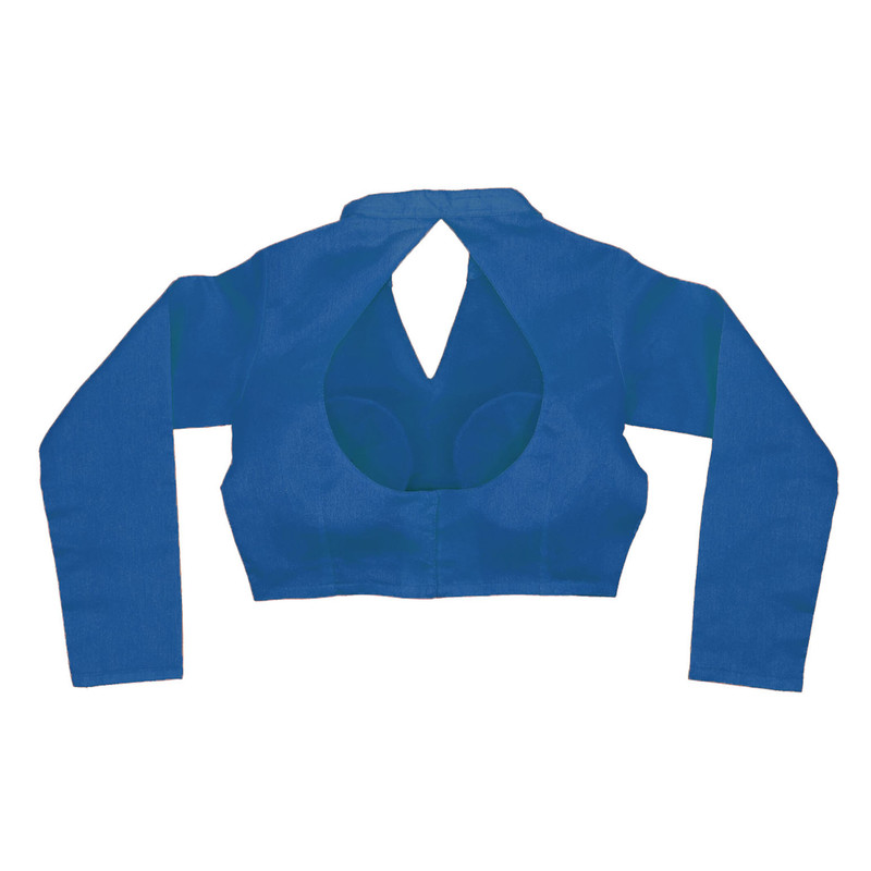 Women's Designer Sari Blouse Dupion Silk Collor Neck Long Sleeve Crop Top Choli - Picture 74 of 82