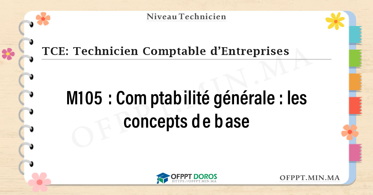 Sommaire détaillé du cours Comptabilité générale : les concepts de base M105 OFPPT - Structure du module