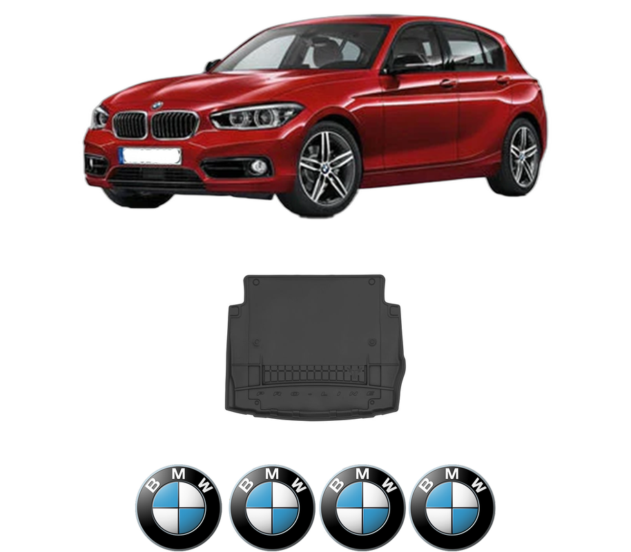 Tavita Portbagaj BMW Seria 1 (F20) din 2011-2019, Protectie Portbagaj Auto, 4x Stickere auto cu BMW