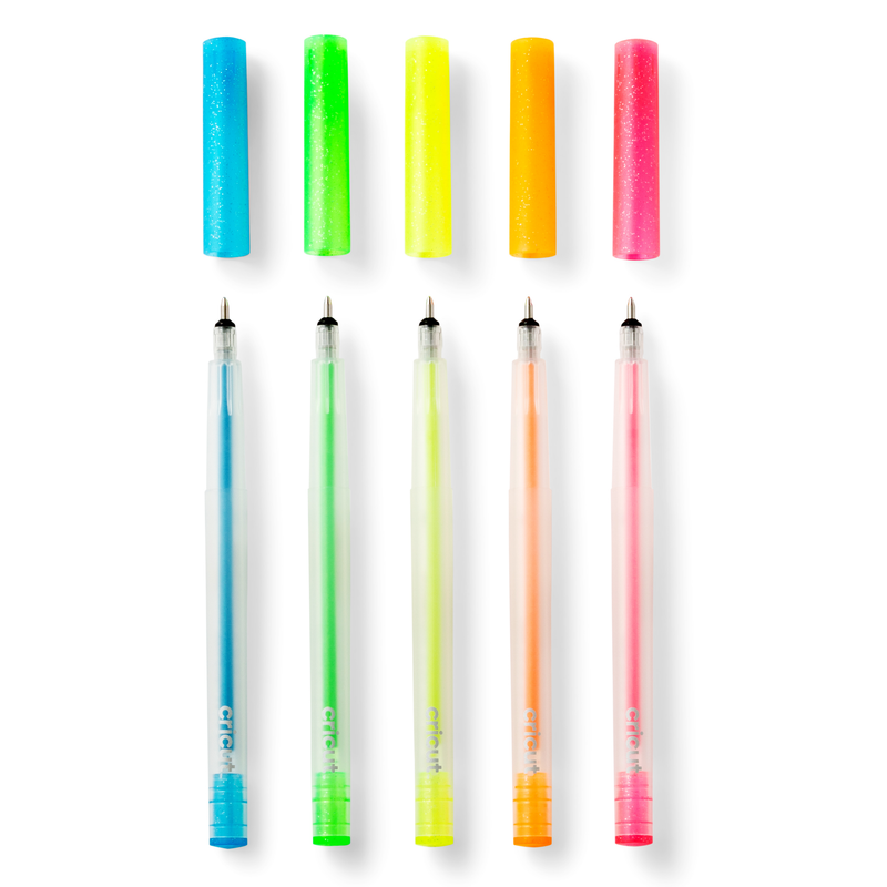 Cricut Set 5 Penne Gel Glitter Neon 0,8 mm