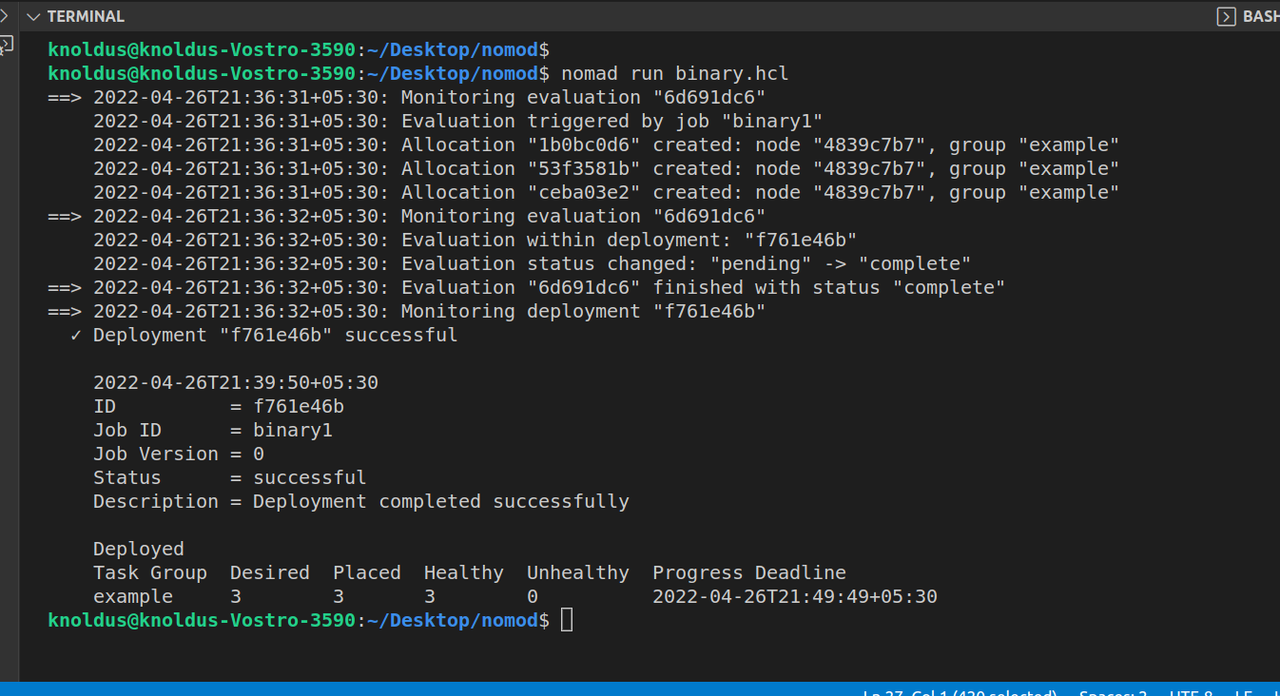 succesfuly deploy our job