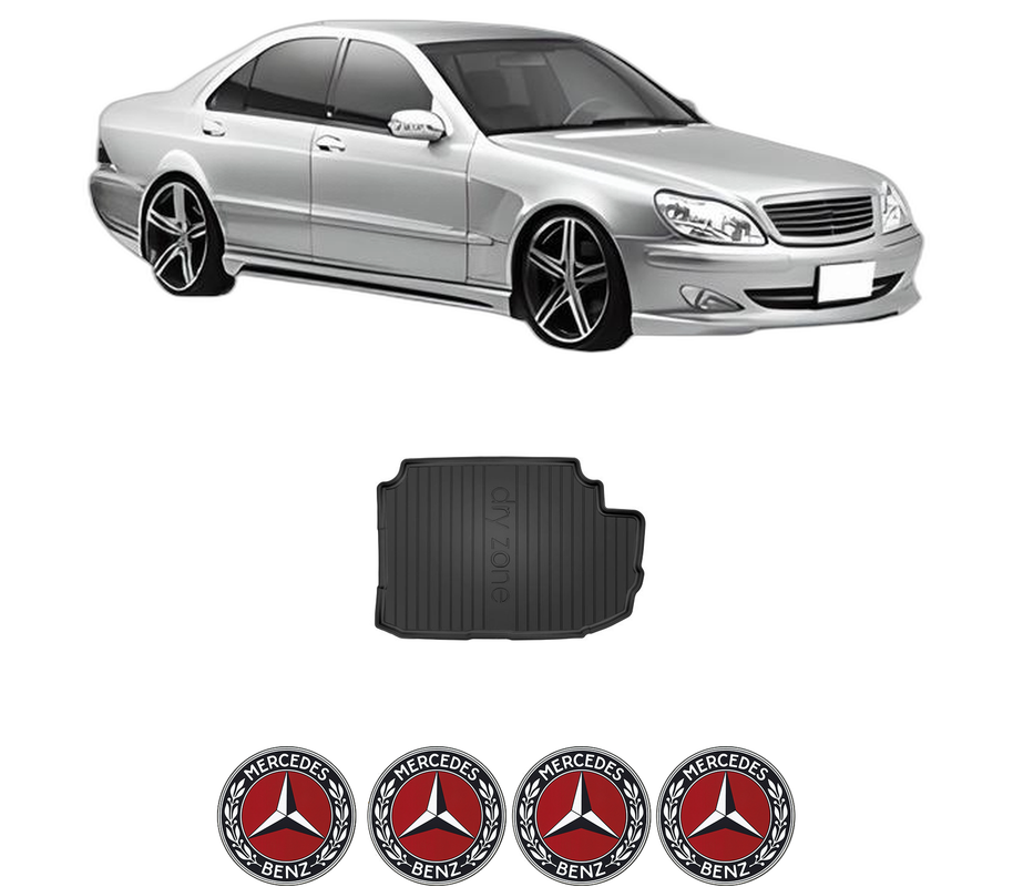Tavita Portbagaj MERCEDES-BENZ S-CLASS (W220, V220) din 1998-2005, Protectie Portbagaj Auto, 4x Stickere auto cu MERCEDES-BENZ