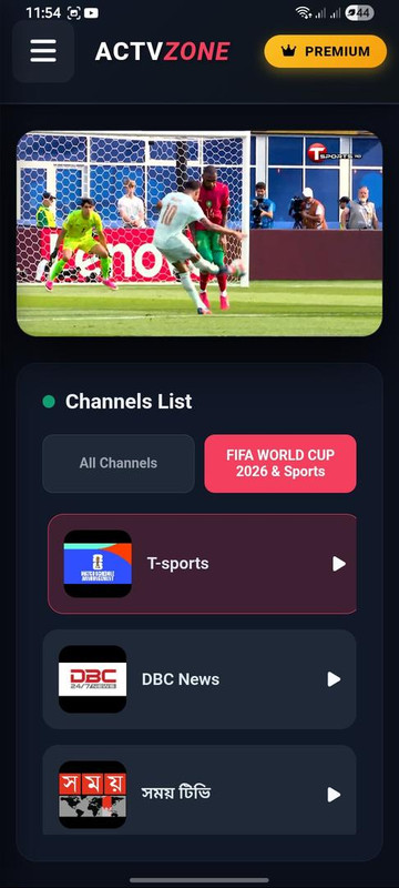 ACTvzone App Screen 1
