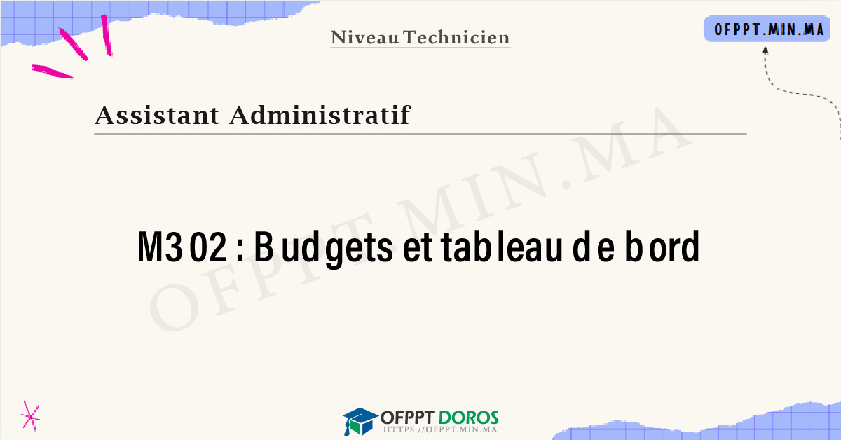 Sommaire détaillé du cours Budgets et tableau de bord M302 OFPPT - Structure du module
