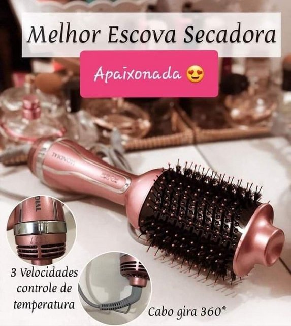 Escova Secadora Mondial 1200W Cerâmica – 3 Velocidades Golden Rose ES-02