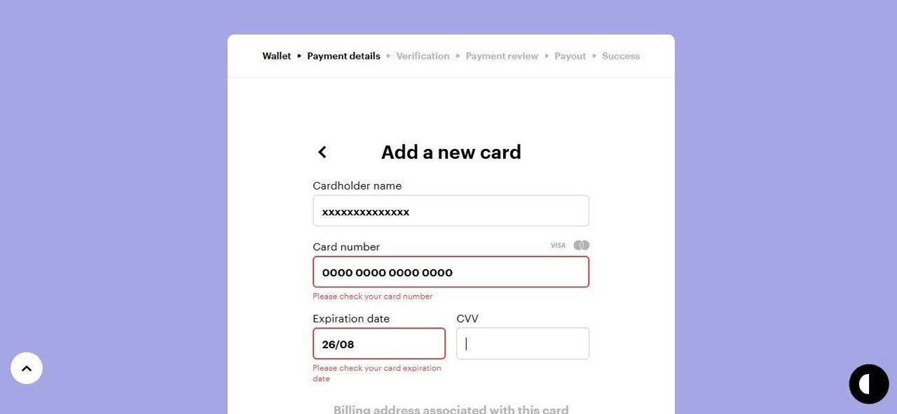 Add payment method to your Paybis account.