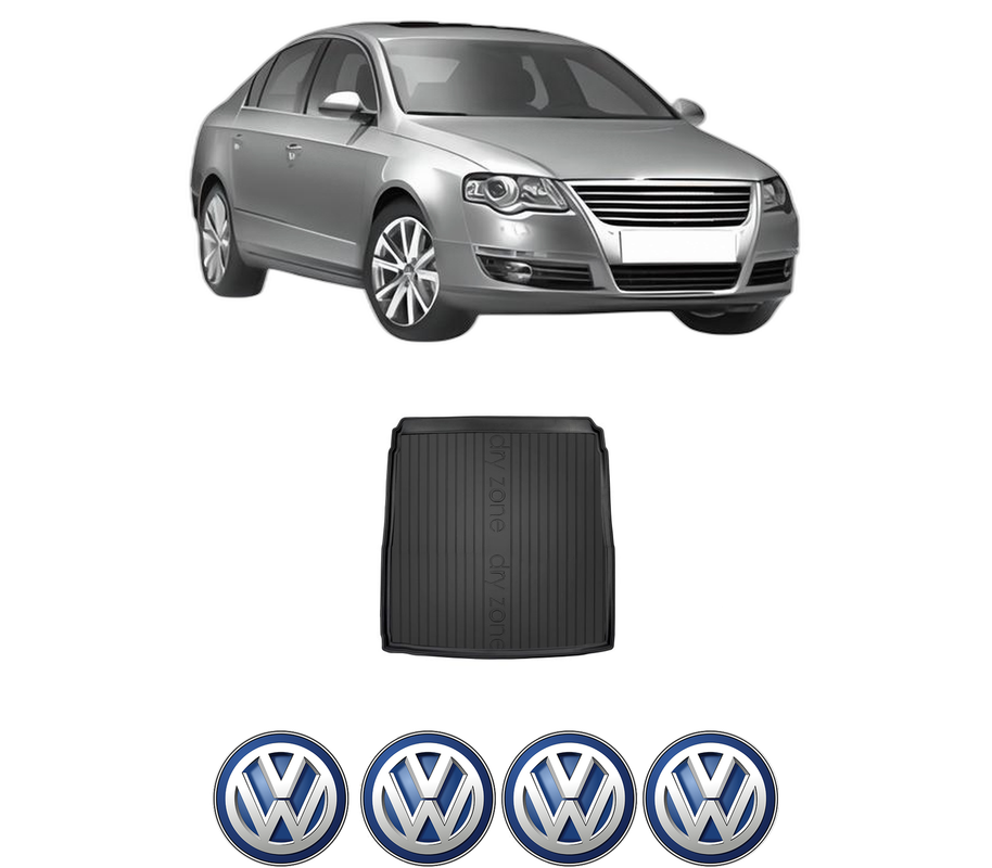 Tavita Portbagaj Volkswagen PASSAT B6 (3C2) din 2005-2010, Protectie Portbagaj Auto, 4x Stickere auto cu Volkswagen