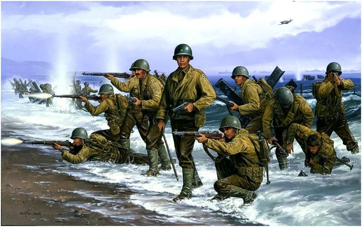 Roosevelt Jr., conduciendo a los elementos de la 4ª división de infantería de los EE.UU. en la playa de Utah