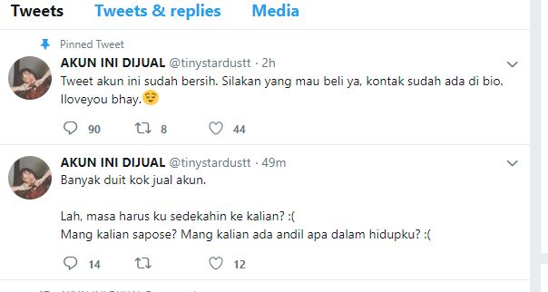 Akun Twitter Revina VT dijual