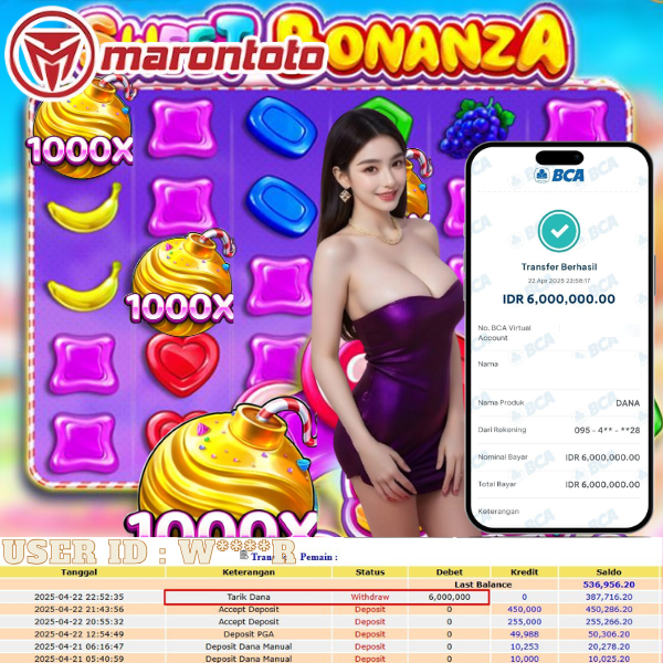 Bukti Kemenangan Member Marontoto Sebesar 6,000,000 JuTa