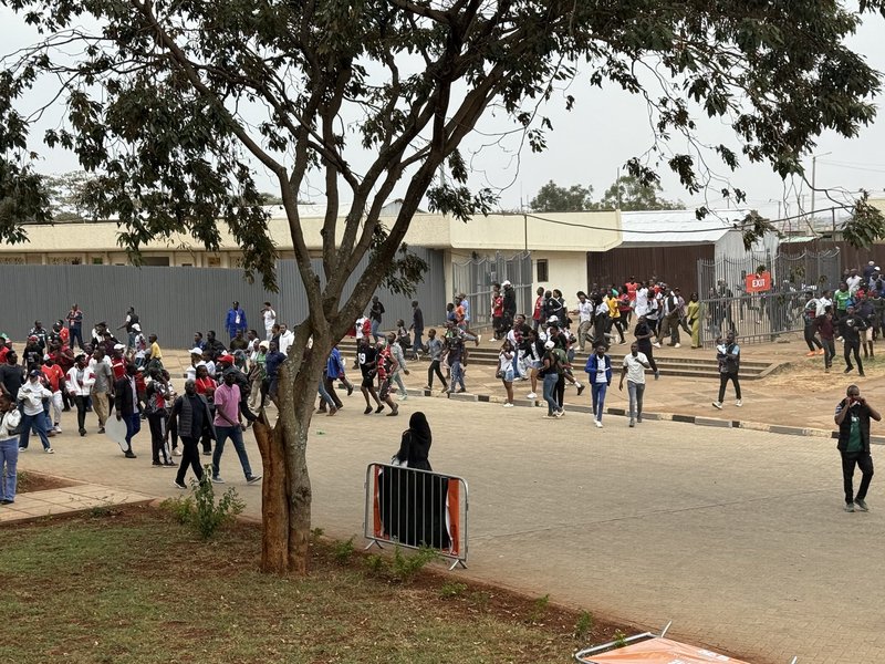 Fans breaking into stadium